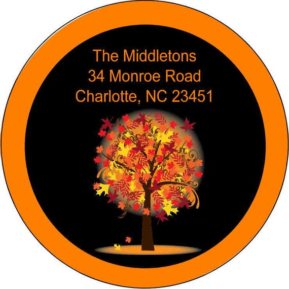 Four Seasons Round Return Address Labels Return Address