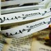 Black Birds Singing - Life is beautiful - Handmade Cotton Fabric Label Tape - 1m