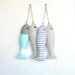 4 Fabric stuffed fish ornaments summer house décor nautical cute