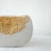 Linen and lace doily small clutch zipper pouch cosmetic bag ochre lace