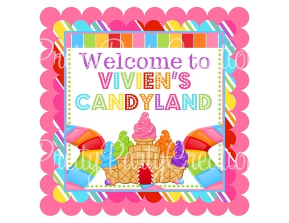 CANDY LAND welcome sign 8x8 you print 2 to choose dots