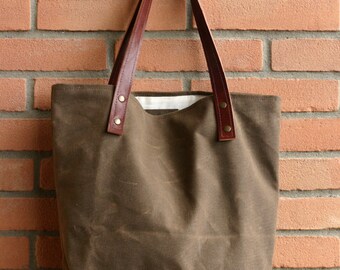 Waxed canvas bag - Tote bag - Handmade waxed canvas tote - Waxed canvas tote bag - Every day bag - market bag - sea bag - wax canvas
