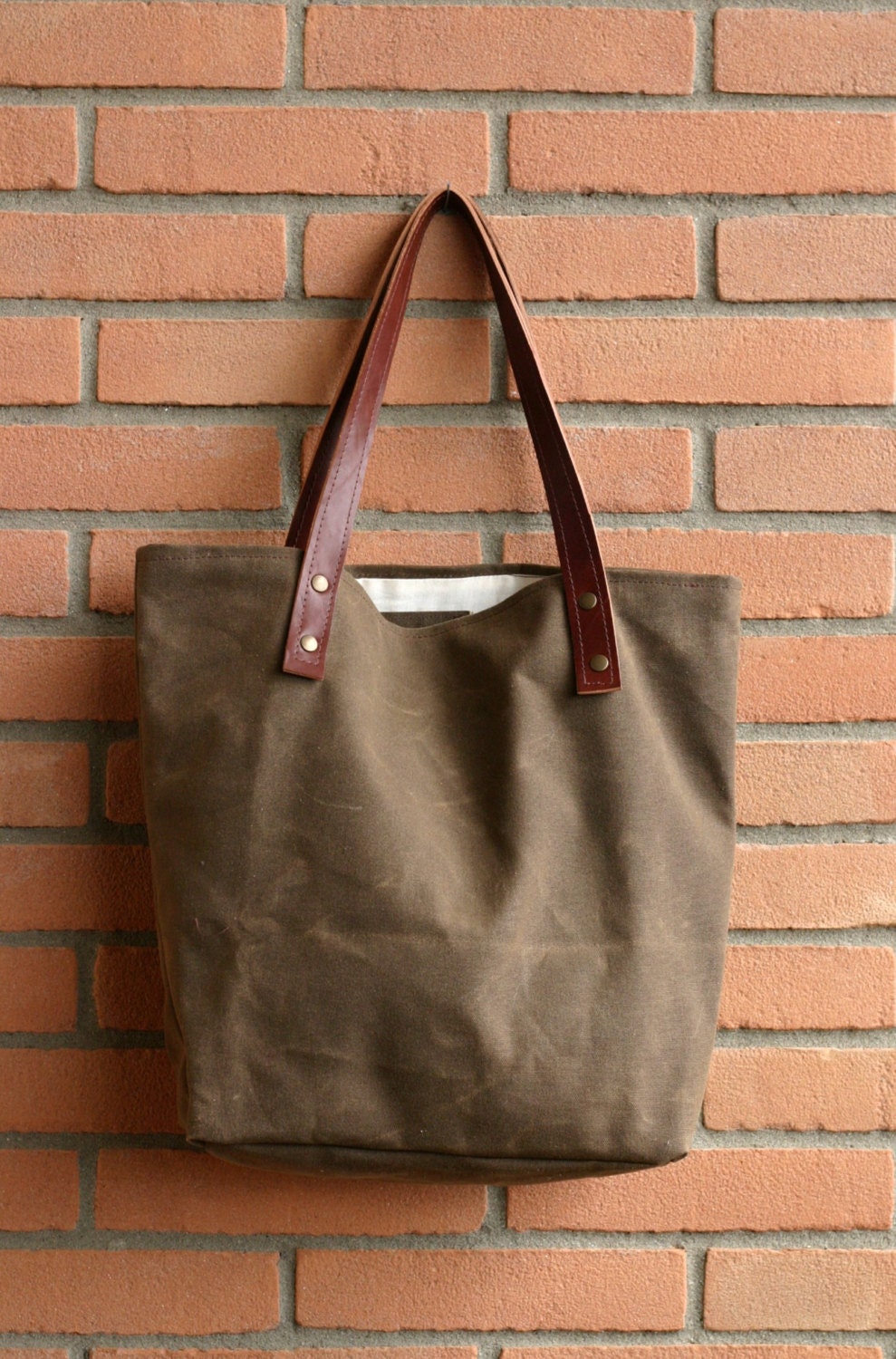 Waxed canvas bag Tote bag Handmade waxed canvas tote