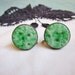 Vintage Earrings Green Peking Glass Molded Flowers Brass 1940s Jewelry