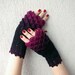 Fingerless gloves - black and wine red, burgundy, dark pink.
