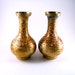 Two Vases from India with Red Enamel and gold toned