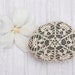 Hand crochet lace stone, creamy beige, natural lace, dark turquoise river rock, housewarming gift shabby chic wedding party decor