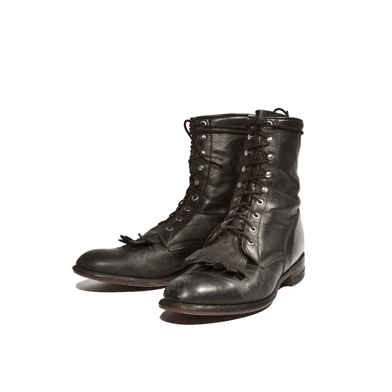 Men's Justin Roper Boot in Lace Up Black Leather by NashDryGoods
