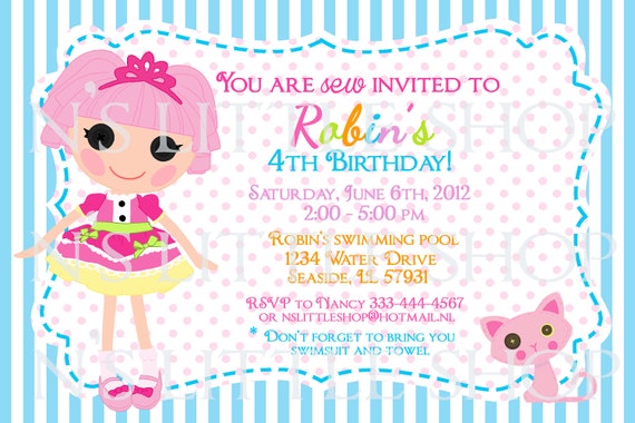 DOLL PRINCESS birthday invitation card / by nslittleshop on Etsy