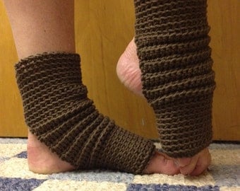 Yoga Socks in Deep Taupe Cotton US Grown -- for Yoga, Pilates, Dance, Pedicures