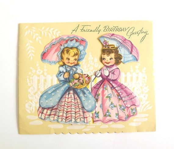 Items similar to Vintage Birthday Card Southern Belle Retro 1940 ...