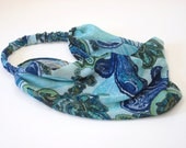 Chiffon Headband Blue Turquoise Green Paisley Handmade Fashion For Your Hair by Thimbledoodle