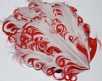 Curly Feather Pad - Two Tone White on Red FP190 - (1 piece)