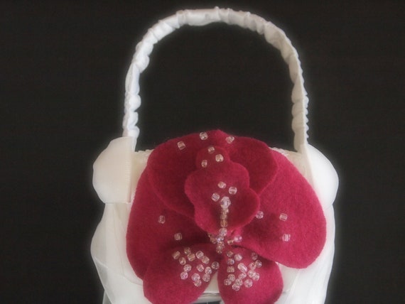 Items similar to Flower Girl Basket Wedding White Fuschia Pink on Etsy