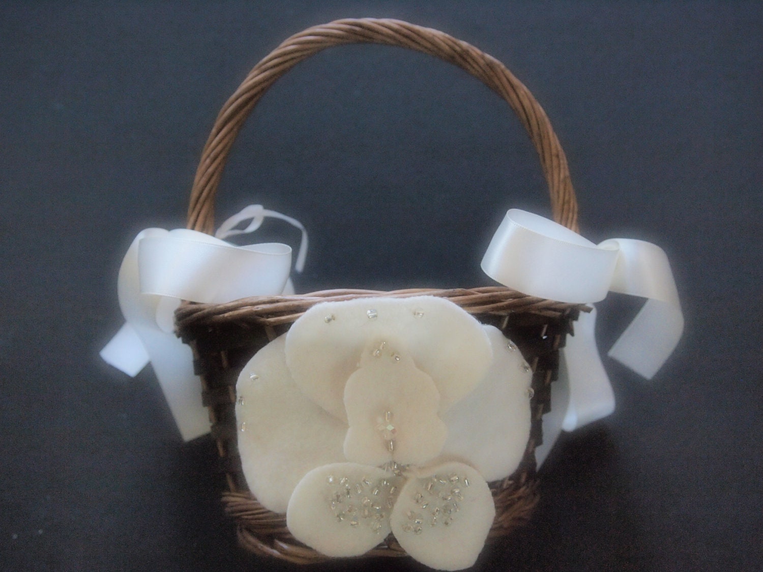 Flower Girl Basket Wedding Ivory