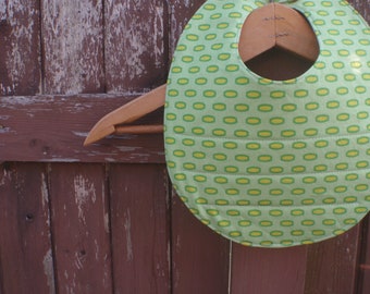 Bib for Boy or Girl - Baby/Toddler - Reversible Design - Green/Yellow Heather Bailey Print with Your Choice on Reverse
