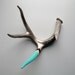 Aqua, Cream, Purple & Silver Chevron Painted Antler - Medium