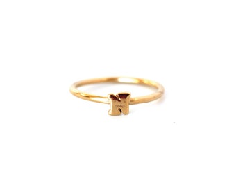 Hand Carved J Initial Ring in 18k Gold Plated Sterling by xChupi