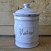 French vintage enamel canister white shabby chic