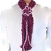 SALE Lacy Scarf, Scarflette in Raspberry & Pale Pink with Flower. Eco Friendly, Womens Fashion Accessories, Crochet
