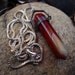 Orange cream fire agate healing reiki crystal point necklace 925