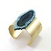 Stone bracelet - agate geode bracelet big blue cuff gold brass agate geode cuff bangle