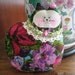 Cat Pillow Doll, Cloth Doll 7 inch Bright Floral Decorator Fabric, Primitive Soft Sculpture Handmade CharlotteStyle Decorative Folk Art