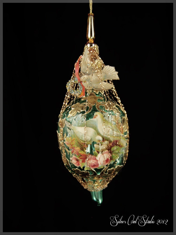 Victorian Christmas Ornament Sweetheart Doves Victorian