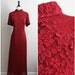 80's Dark Red Cheongsam Lace Maxi Dress. Size M/L