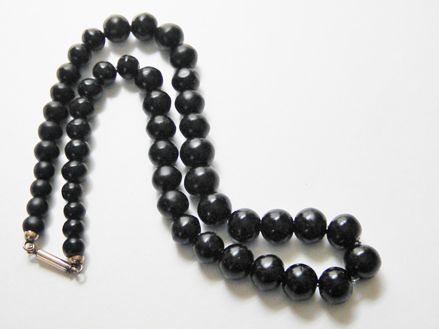 Antique Victorian Whitby Jet Bead Necklace by GrandVintageFinery
