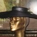 Vintage Wide Brim Black Straw Hat With Black Metallic Trim and Flowers