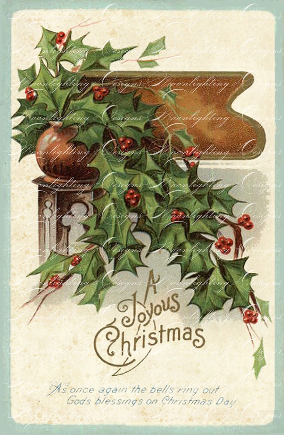 Items similar to VINTAGE CHRISTMAS POSTCARD Printable Digital Download