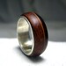 Wooden Ring with Sterling Silver Lining - Cocobolo with Offset Brown Stripe