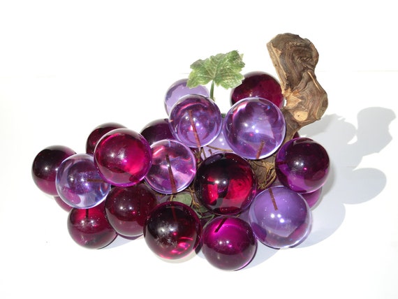 Vintage 1970s Purple and Violet Lucite Grapes 70s Retro