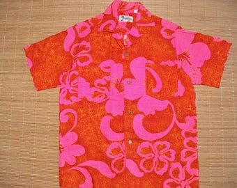 Mens Vintage 70s Island Fashions Mod Rockabilly Hawaiian Tiki Shirt - S - The Hana Shirt Co