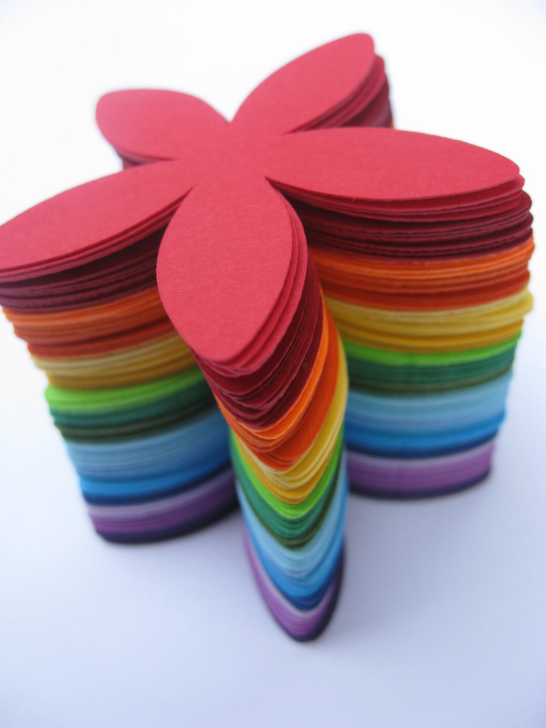 50 Rainbow Flowers Die Cut Cardstock. 2 inch. Other Colors