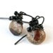 Black and Orange Dangle Drop Earrings Oxidized Silver