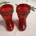 SANTA BOOTS Candy Container RED Plastic Santa Boots Vintage