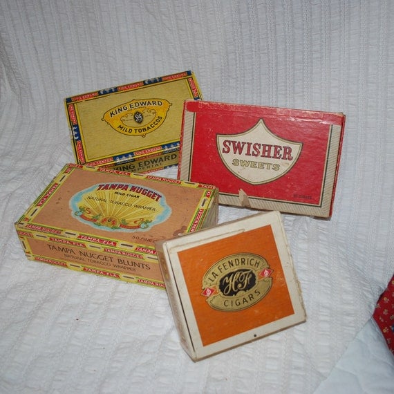 lot of 4 vintage cardboard cigar boxes old advertising by cipmunk