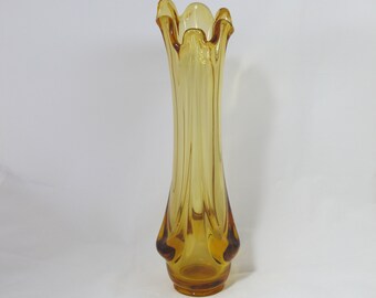 Sale - Vintage Amber Glass Swung Vase