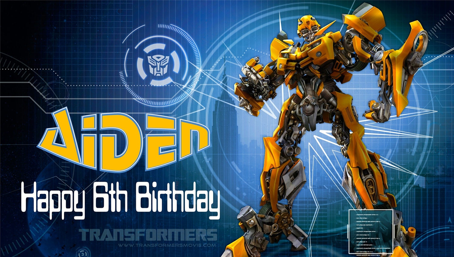 Transformers Bumble Bee Personalized Custom Birthday Banner