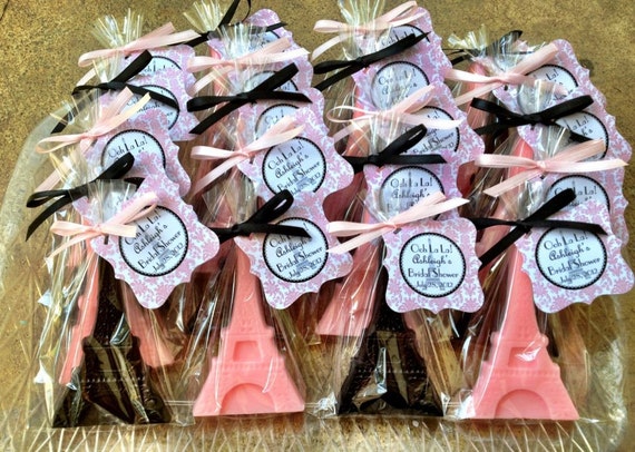 10 EIFFEL TOWER SOAPS (with Tags & Ribbons) - Paris Themed Birthday, Eiffel Tower Favor, Oh La La Favor, Bachelorette or Bridal Shower Soap Il_570xn