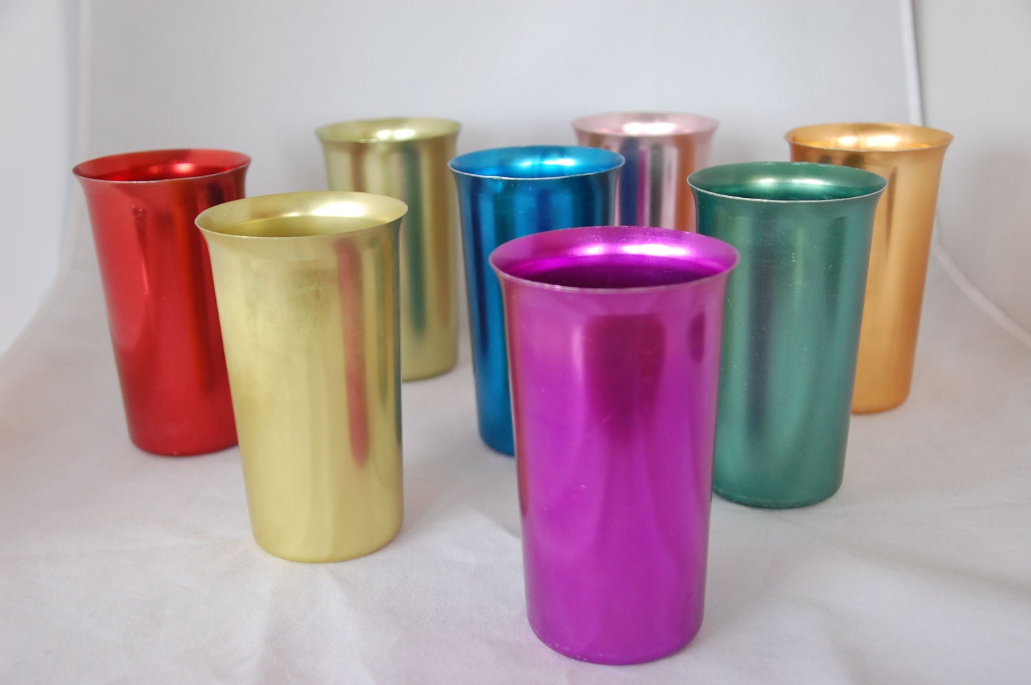 tumblers on etsy cups set of 8 aluminum Anohue tumblers colored
