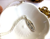 Mod Tribal Large Feather Charm Necklace-Silver OR Antique Gold Charm-Lobster Clasp-Bird-Spring, Summer Fashion-Boho Native American Jewelry