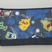 Large Padded Zipper Pouch/ Pencil Case Made with Denim Fabric "Pokemon Diamond Pearl"