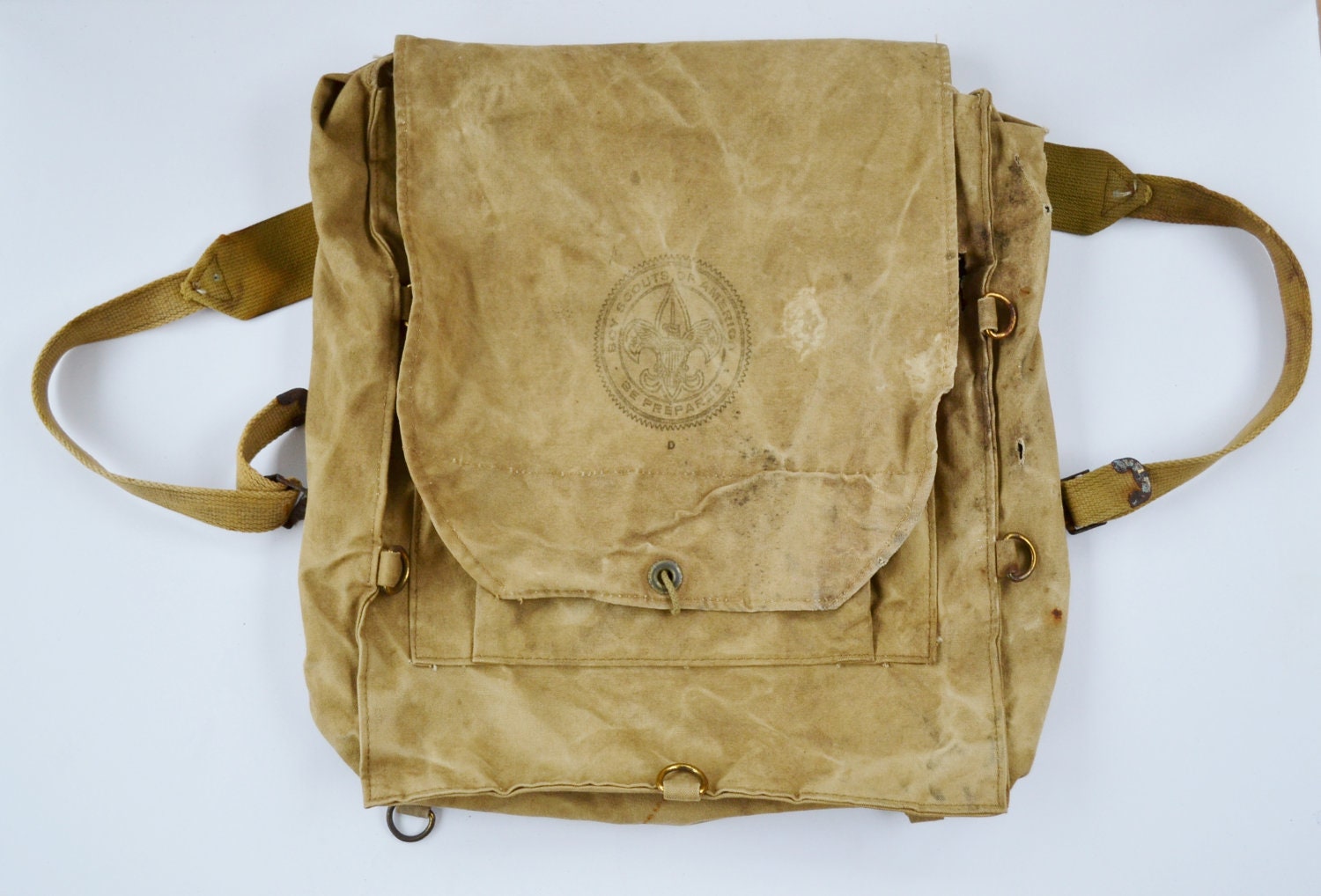 vintage boy scout canvas backpack