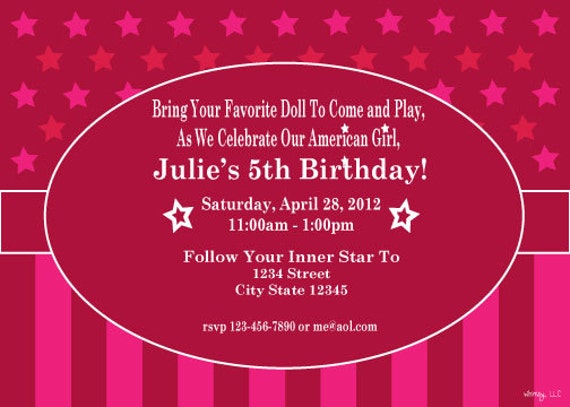 American Girl Doll Inspired Printable Birthday Invitation