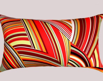 Multicolored Cotton Designer fabric Lumbar pillow case, fits 12"x20" insert.