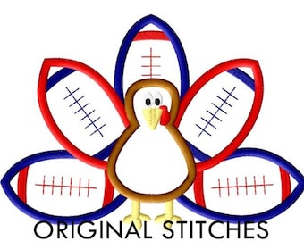 Football Turkey Applique and Machine Embroidery Digital Design File 4x4 5x7 6x10