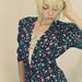 RESERVED for mercy crocker - Floral Print Dress with Belt and Lace Amazing Fit Black Blue Pink Green Size 6 Small